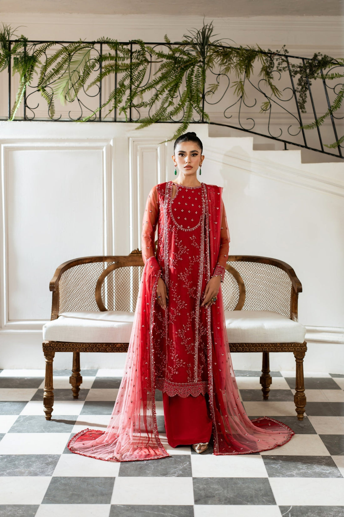 Azzal | Mishri Formals | Bahar XS Net Electric Red