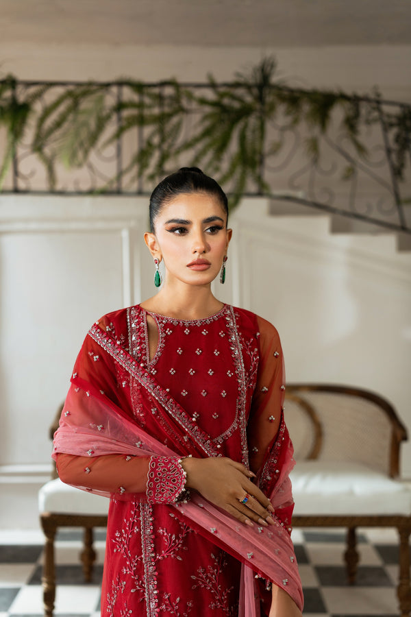 Azzal | Mishri Formals | Bahar M Net Electric Red