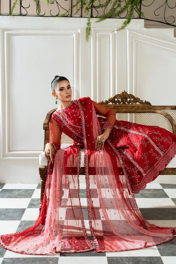 Azzal | Mishri Formals | Bahar Custom Size Net Electric Red