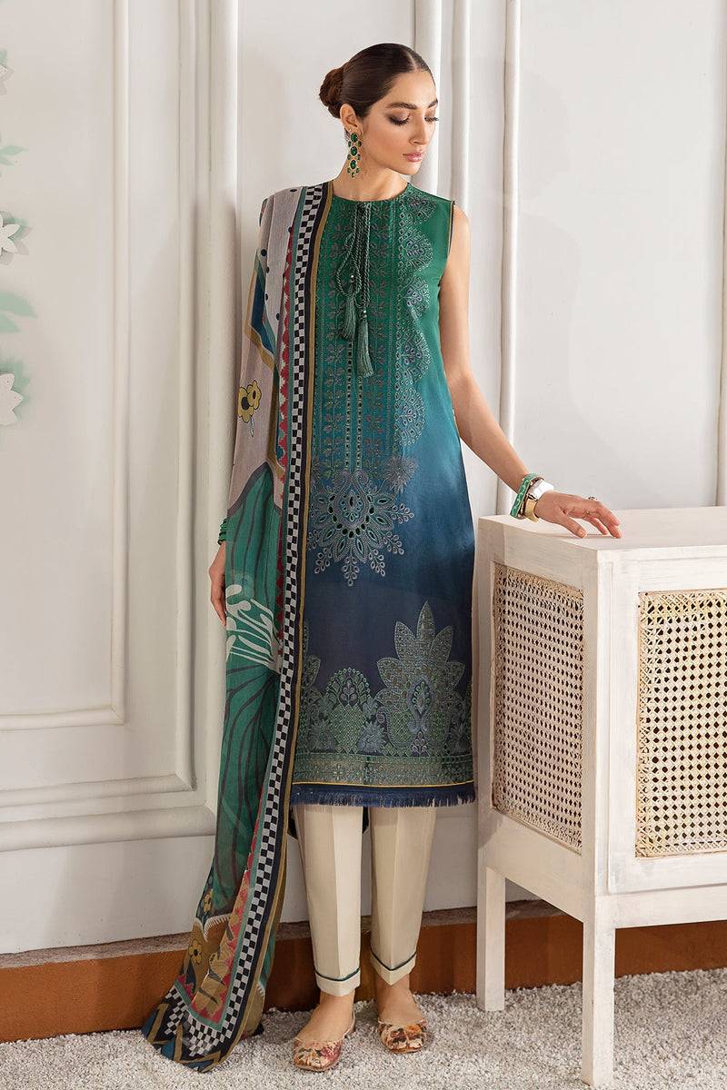 Baroque | Lawn Collection 24 | FL21-D1 - Pakistani Designer Dress - by Baroque | Type: Luxury - 100% Original at Saira Sultan