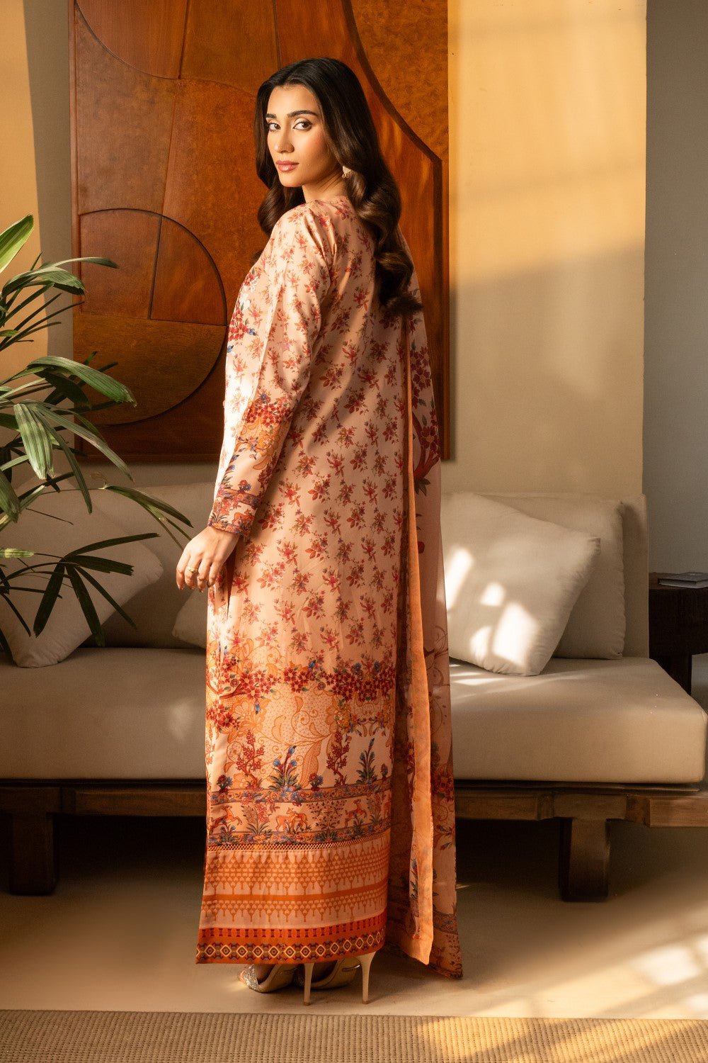 Maryum N Maria | Nazm Collection | CARA - MS50461 XS Pale Peach Silk
