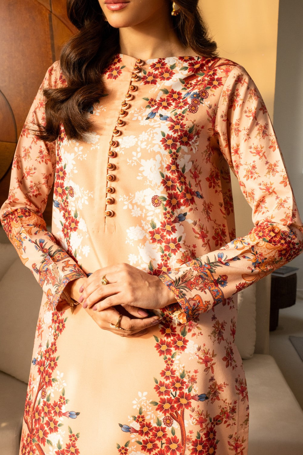 Maryum N Maria | Nazm Collection | CARA - MS50461 M Pale Peach Silk