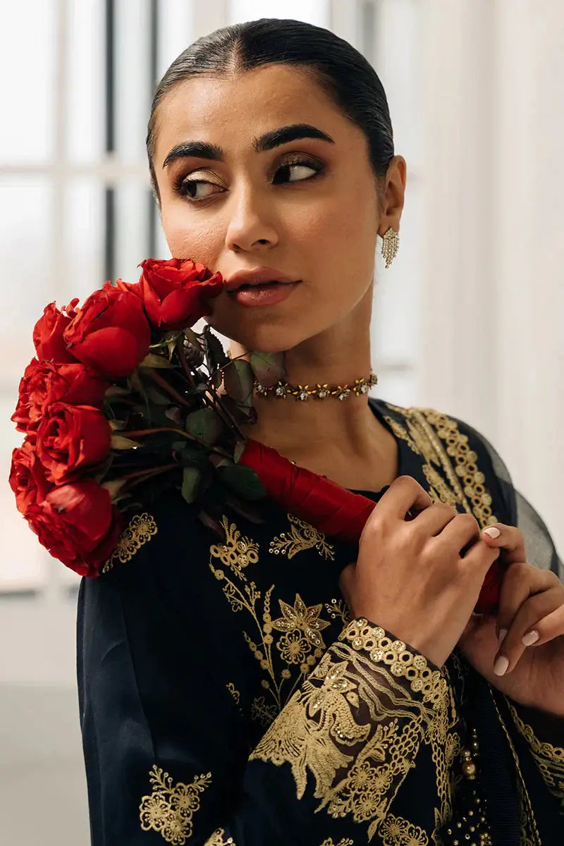 Cross Stitch | Luxe Atelier 24 | Charcoal Tint - Pakistani Designer Dress - by Cross Stitch | Type: Luxury - 100% Original at Saira Sultan