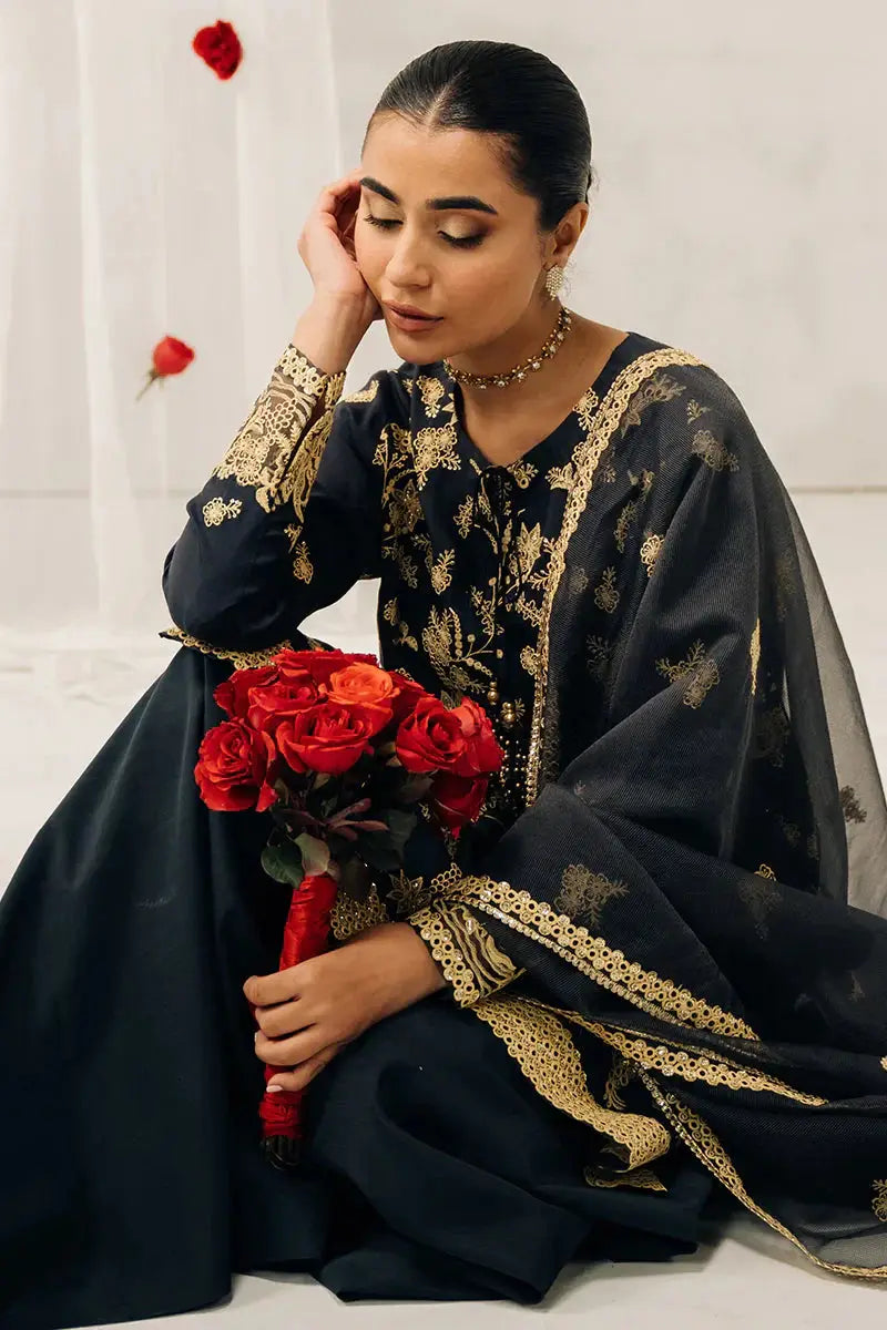 Cross Stitch | Luxe Atelier 24 | Charcoal Tint - Pakistani Designer Dress - by Cross Stitch | Type: Luxury - 100% Original at Saira Sultan
