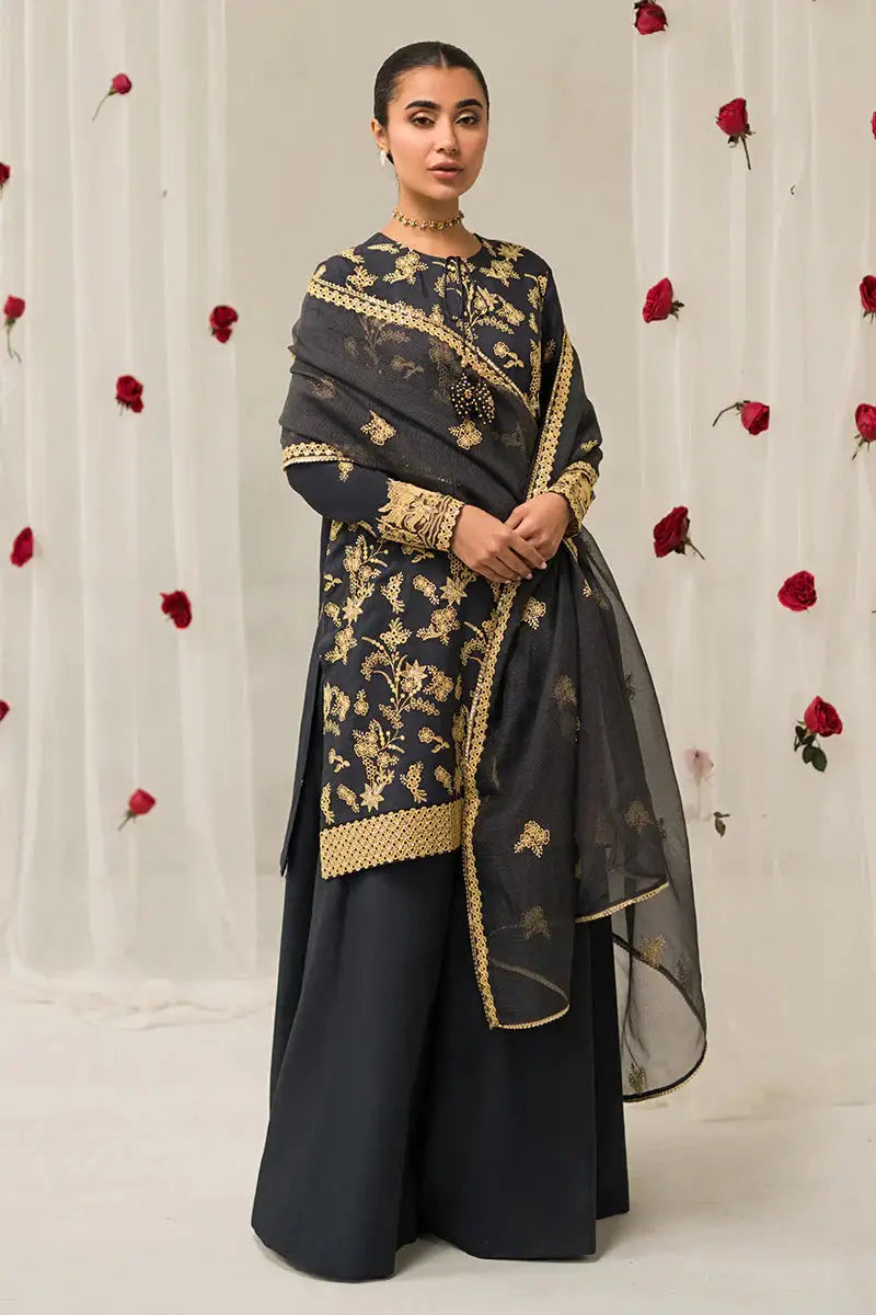 Cross Stitch | Luxe Atelier 24 | Charcoal Tint - Pakistani Designer Dress - by Cross Stitch | Type: Luxury - 100% Original at Saira Sultan