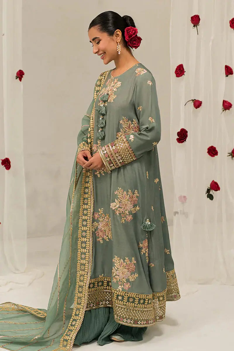 Cross Stitch | Luxe Atelier 24 | Garland Sage - Pakistani Designer Dress - by Cross Stitch | Type: Luxury - 100% Original at Saira Sultan