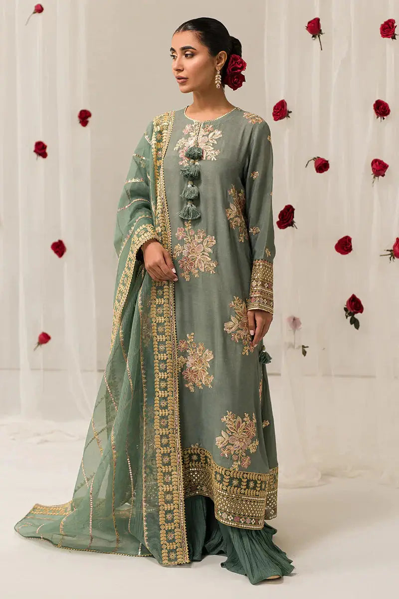 Cross Stitch | Luxe Atelier 24 | Garland Sage - Pakistani Designer Dress - by Cross Stitch | Type: Luxury - 100% Original at Saira Sultan