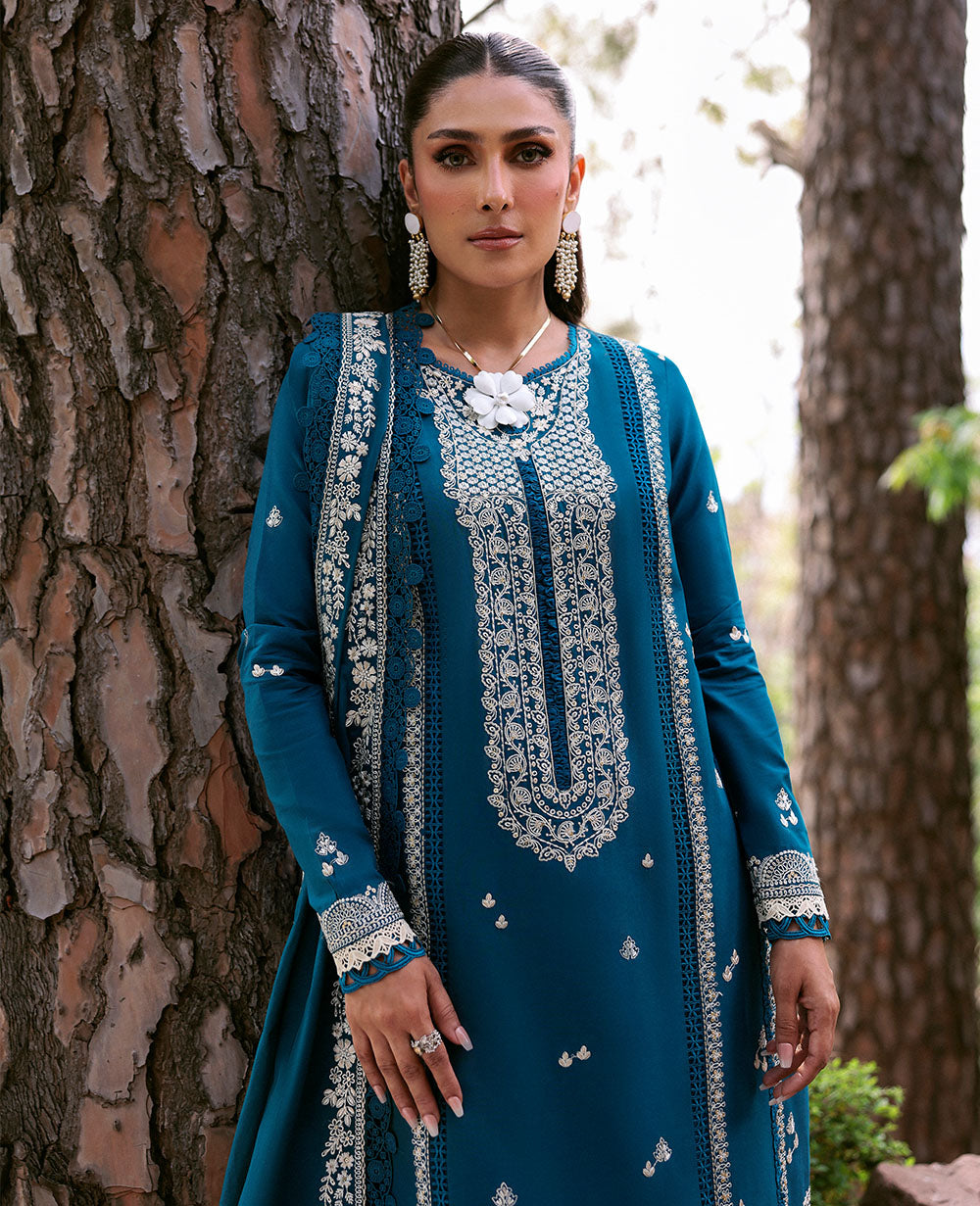 Republic Womenswear | Talia Luxury Lawn 25 | D6-B - Naya XS Teal Blue Lawn