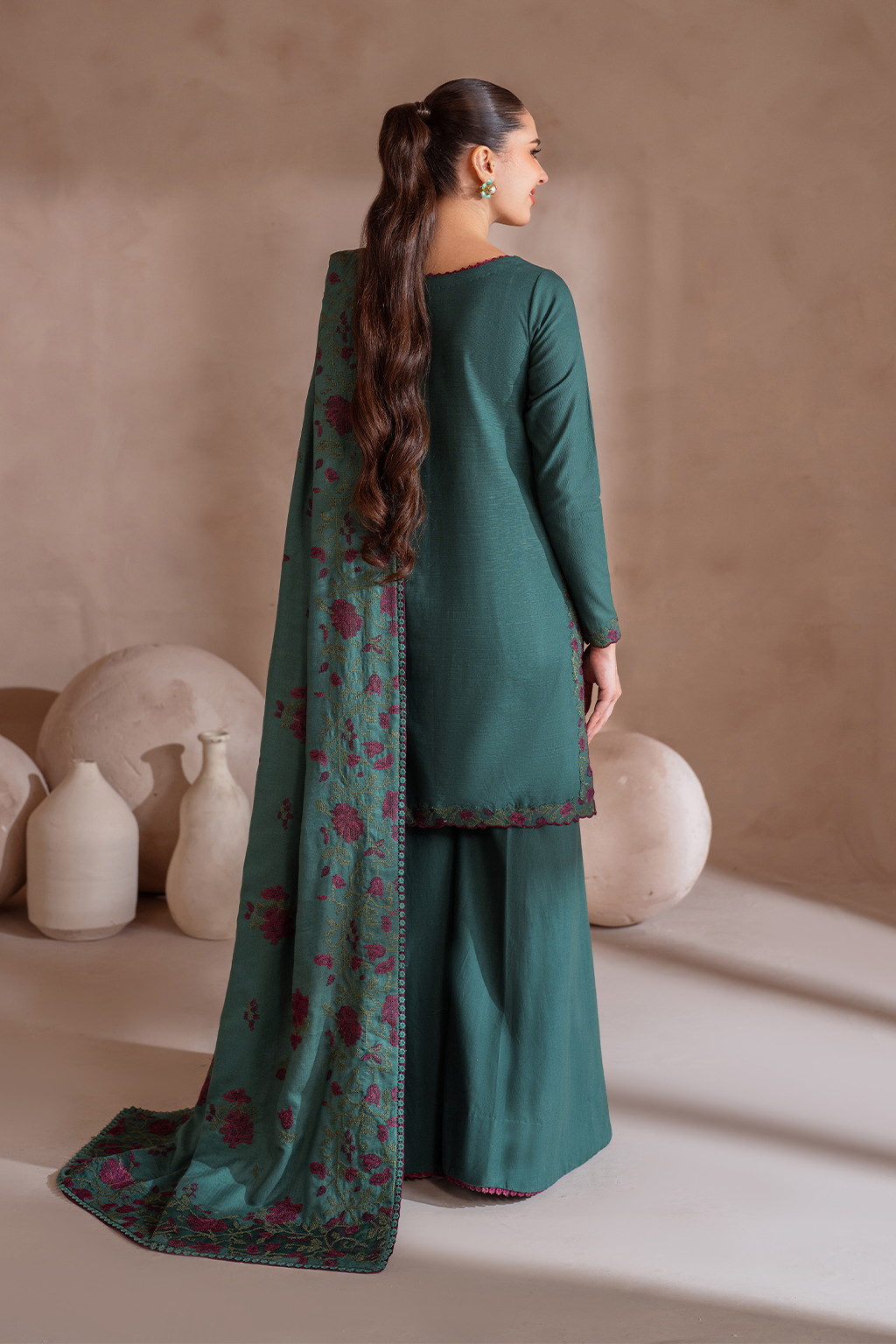 Iznik | Exclusive Winter | UE-370 XS Teal Green Khaddar
