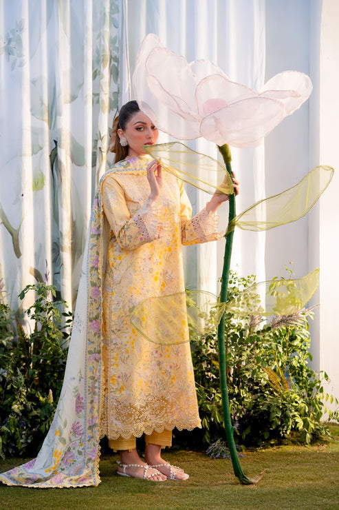 Aabyaan | Shezlin Chikankari Ramadan Edit 25 | NISA (AR-02) XL Pale Yellow Lawn
