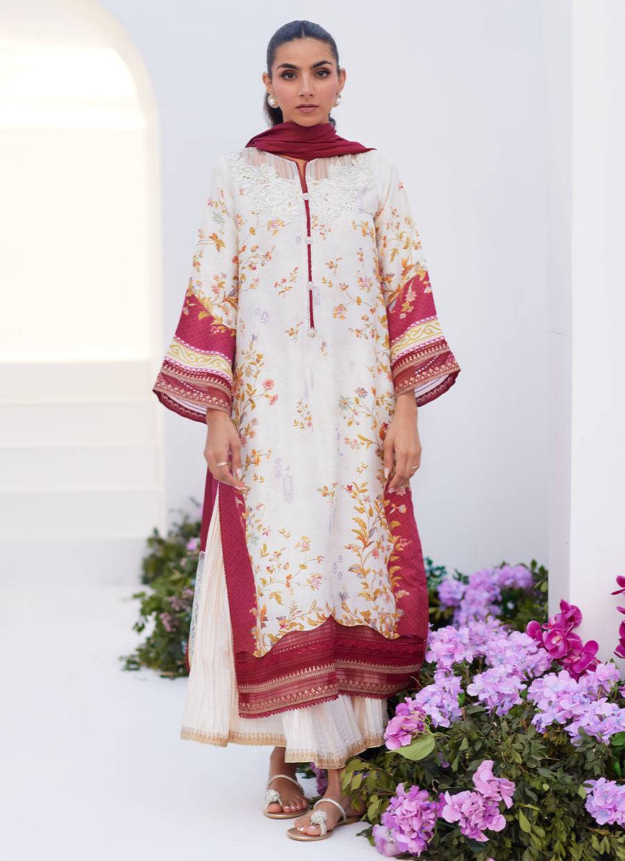 Farah Talib Aziz | Zaza Prints 24 | SANGRIA TRELLIS SHIRT AND DUPATTA - Pakistani Designer Dress - by Farah Talib Aziz | Type: Luxury - 100% Original at Saira Sultan