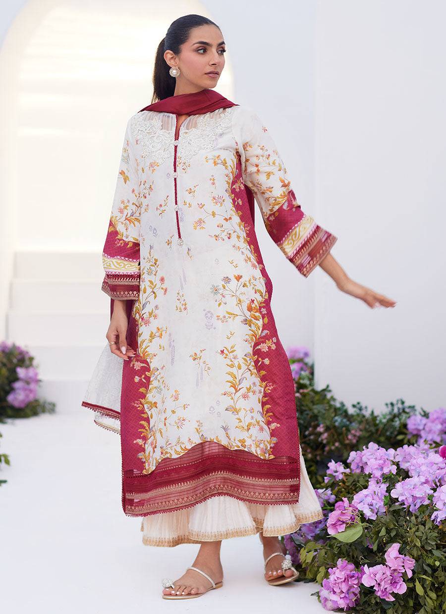 Farah Talib Aziz | Zaza Prints 24 | SANGRIA TRELLIS SHIRT AND DUPATTA - Pakistani Designer Dress - by Farah Talib Aziz | Type: Luxury - 100% Original at Saira Sultan