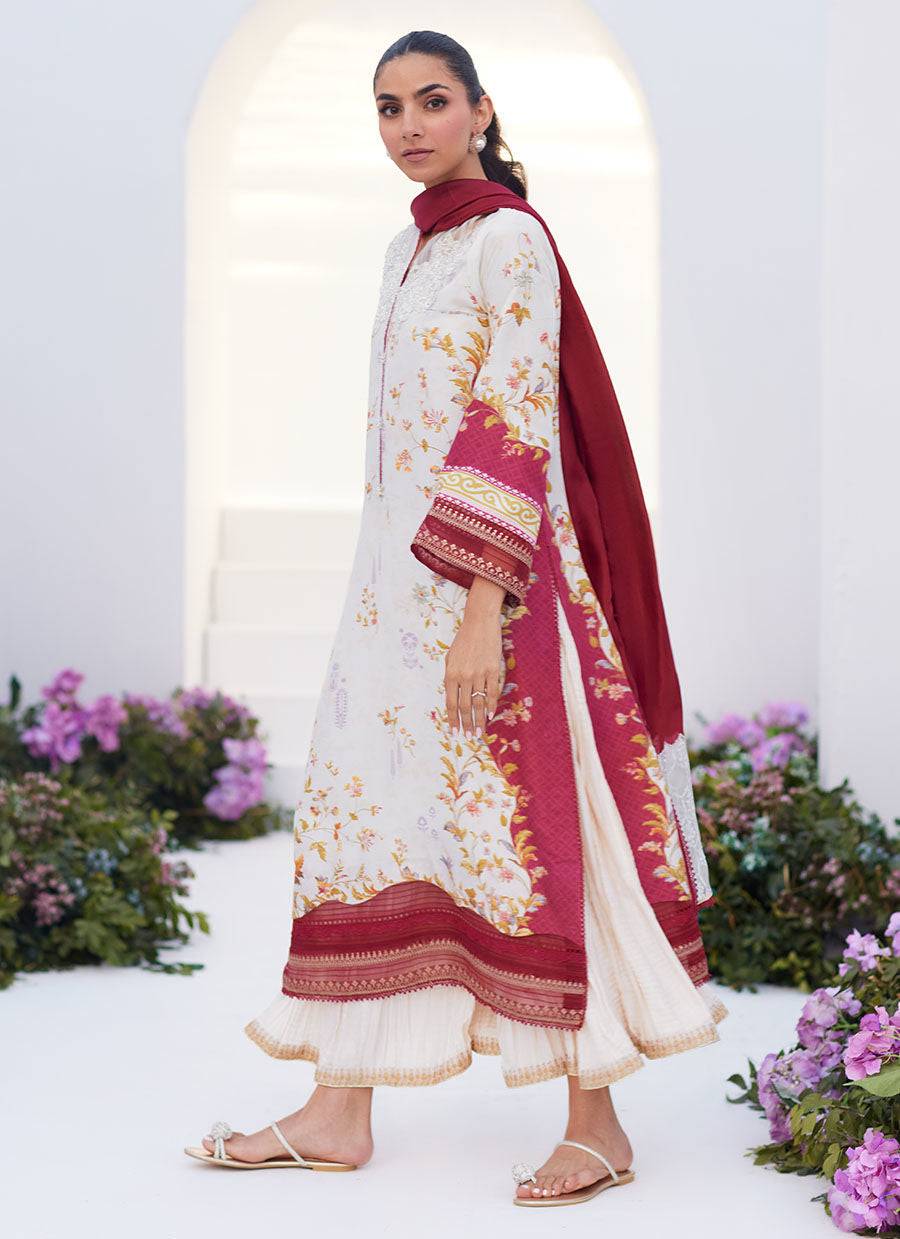 Farah Talib Aziz | Zaza Prints 24 | SANGRIA TRELLIS SHIRT AND DUPATTA - Pakistani Designer Dress - by Farah Talib Aziz | Type: Luxury - 100% Original at Saira Sultan