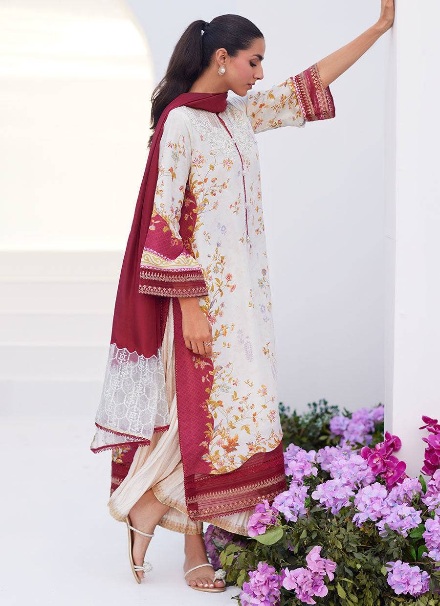 Farah Talib Aziz | Zaza Prints 24 | SANGRIA TRELLIS SHIRT AND DUPATTA - Pakistani Designer Dress - by Farah Talib Aziz | Type: Luxury - 100% Original at Saira Sultan