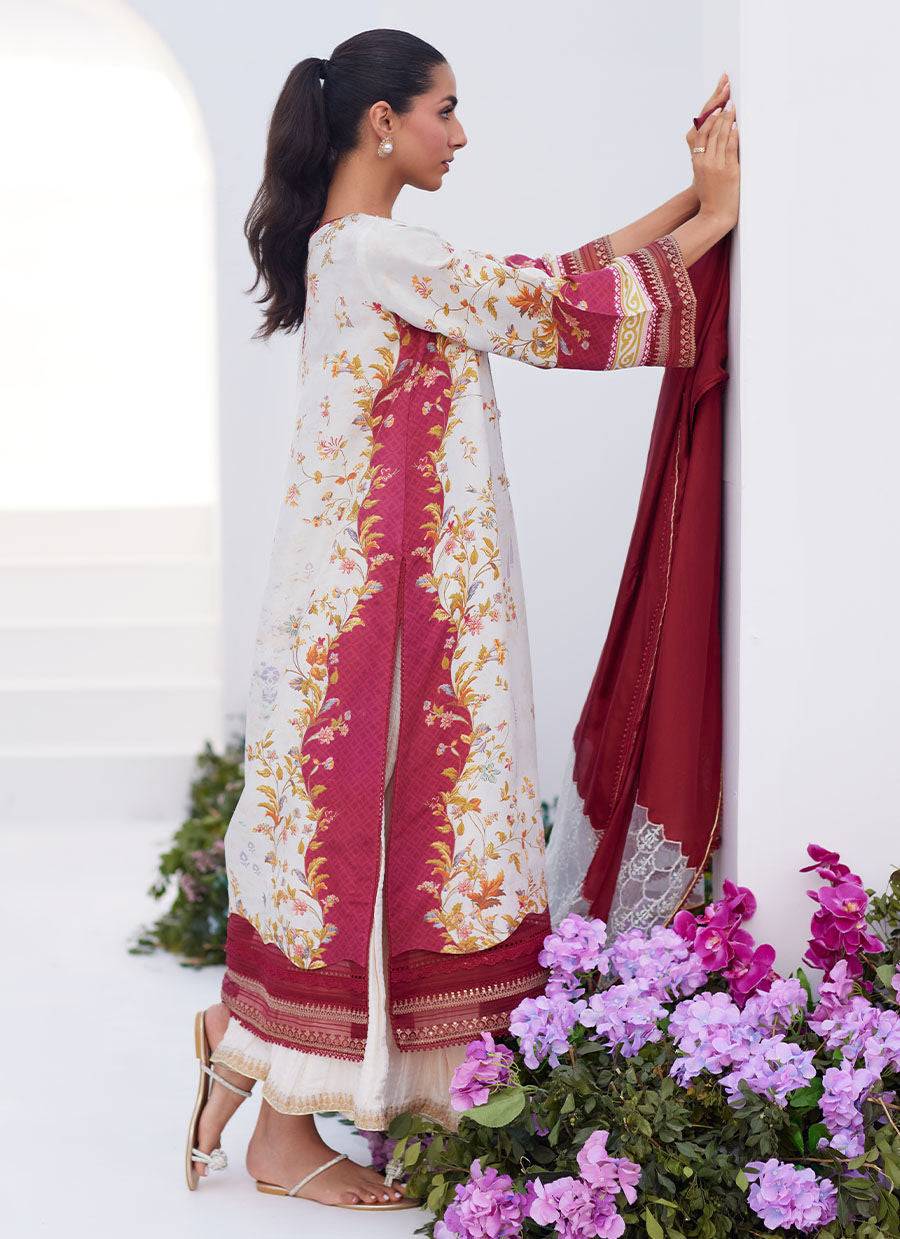 Farah Talib Aziz | Zaza Prints 24 | SANGRIA TRELLIS SHIRT AND DUPATTA - Pakistani Designer Dress - by Farah Talib Aziz | Type: Luxury - 100% Original at Saira Sultan