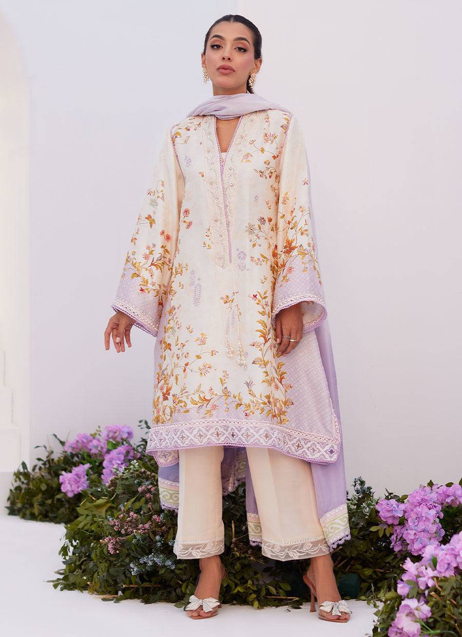 Farah Talib Aziz | Zaza Prints 24 | AMETHYST TRELLIS SHIRT AND DUPATTA - Pakistani Designer Dress - by Farah Talib Aziz | Type: Luxury - 100% Original at Saira Sultan