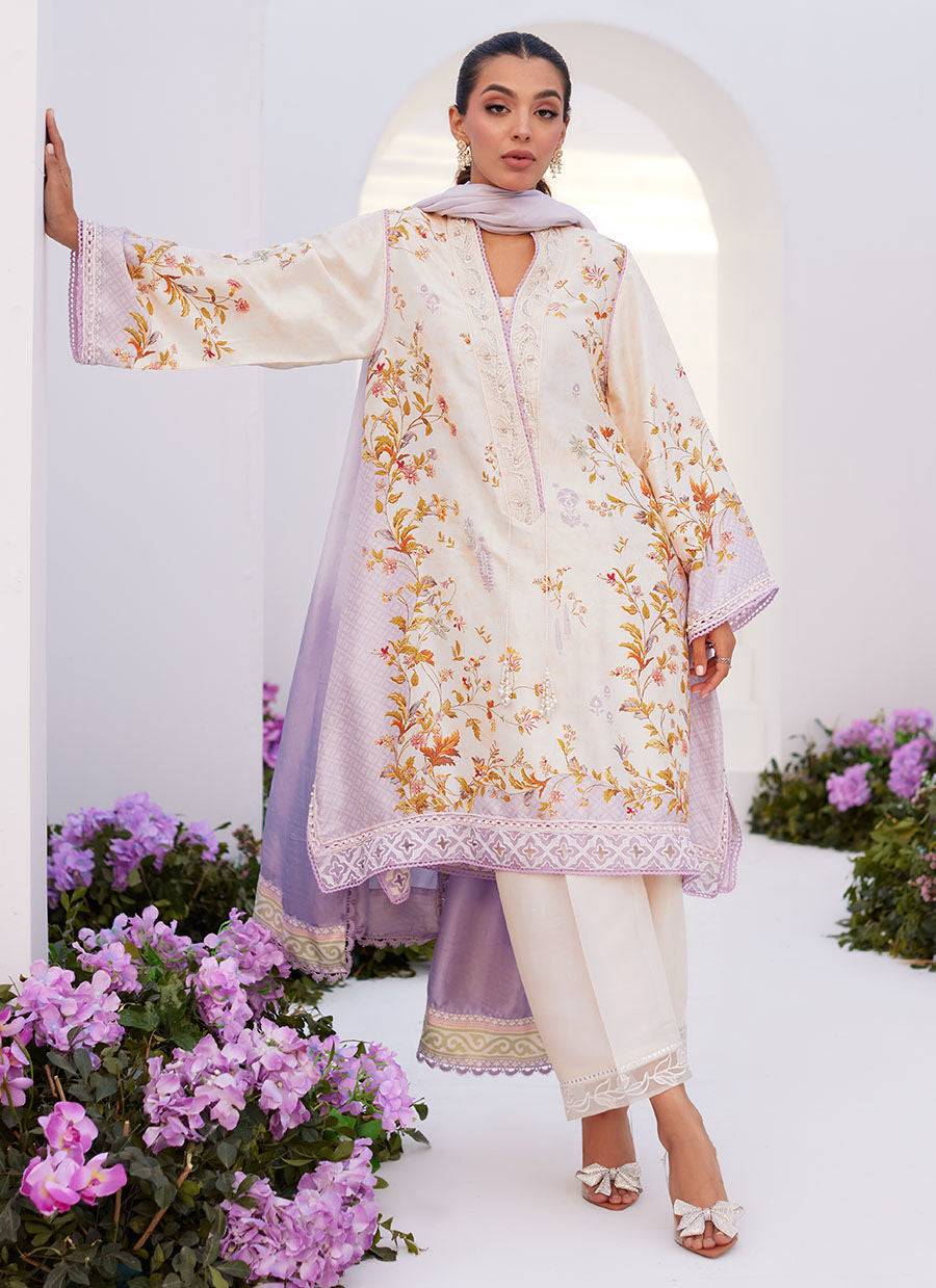 Farah Talib Aziz | Zaza Prints 24 | AMETHYST TRELLIS SHIRT AND DUPATTA - Pakistani Designer Dress - by Farah Talib Aziz | Type: Luxury - 100% Original at Saira Sultan