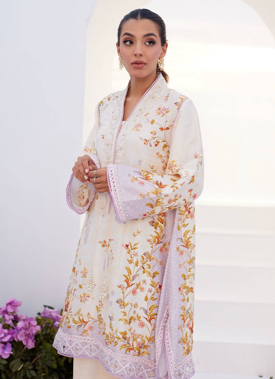 Farah Talib Aziz | Zaza Prints 24 | AMETHYST TRELLIS SHIRT AND DUPATTA - Pakistani Designer Dress - by Farah Talib Aziz | Type: Luxury - 100% Original at Saira Sultan