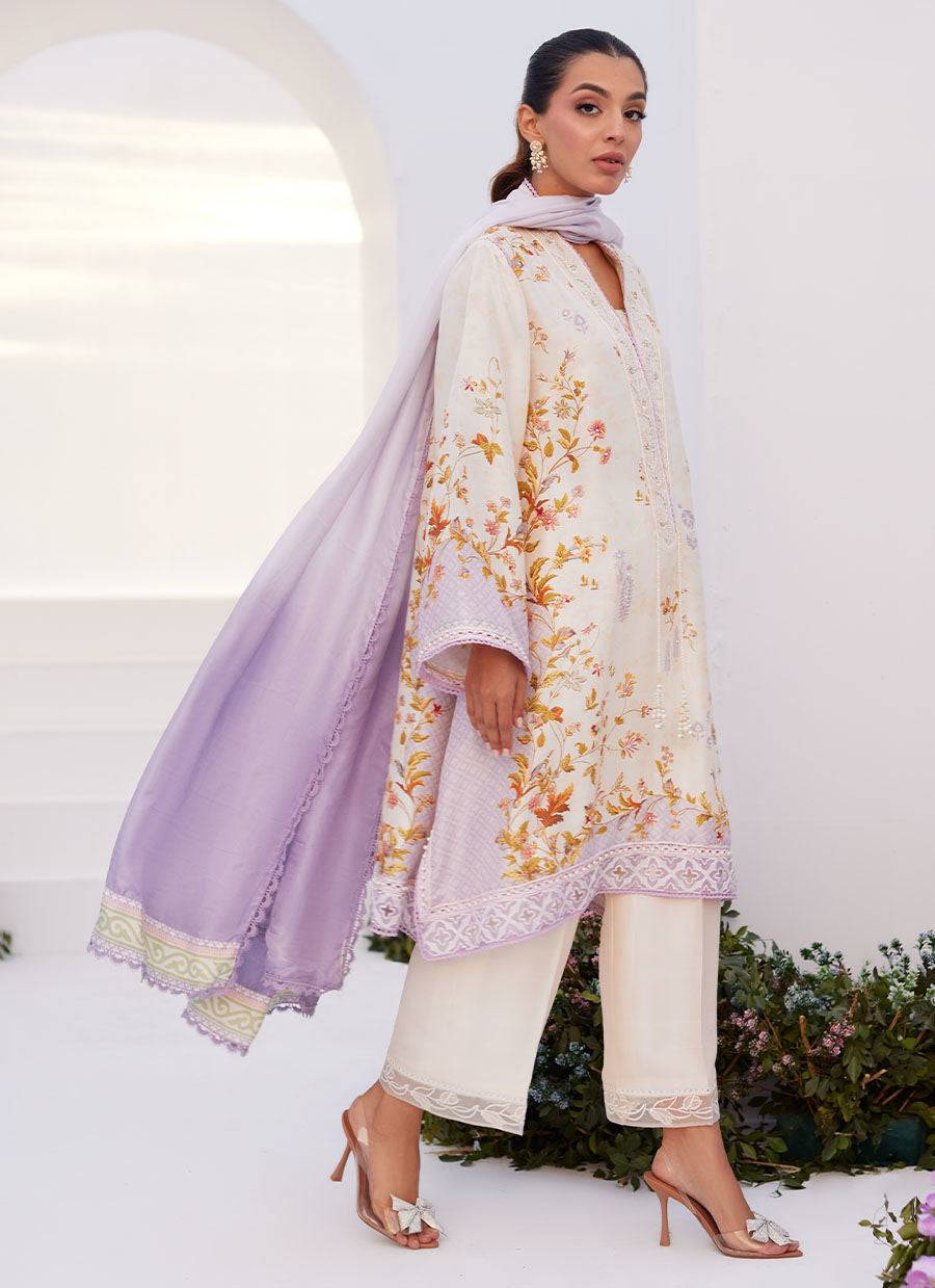 Farah Talib Aziz | Zaza Prints 24 | AMETHYST TRELLIS SHIRT AND DUPATTA - Pakistani Designer Dress - by Farah Talib Aziz | Type: Luxury - 100% Original at Saira Sultan