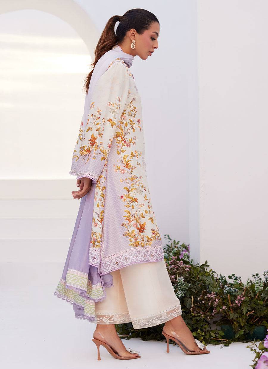 Farah Talib Aziz | Zaza Prints 24 | AMETHYST TRELLIS SHIRT AND DUPATTA - Pakistani Designer Dress - by Farah Talib Aziz | Type: Luxury - 100% Original at Saira Sultan