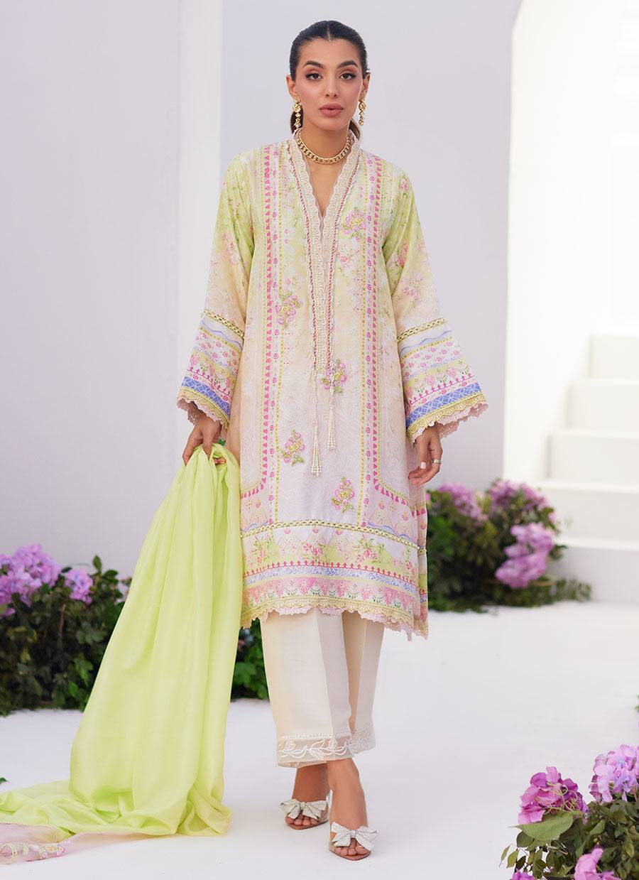 Farah Talib Aziz | Zaza Prints 24 | PEAR OMBRE SHIRT AND DUPATTA - Pakistani Designer Dress - by Farah Talib Aziz | Type: Luxury - 100% Original at Saira Sultan