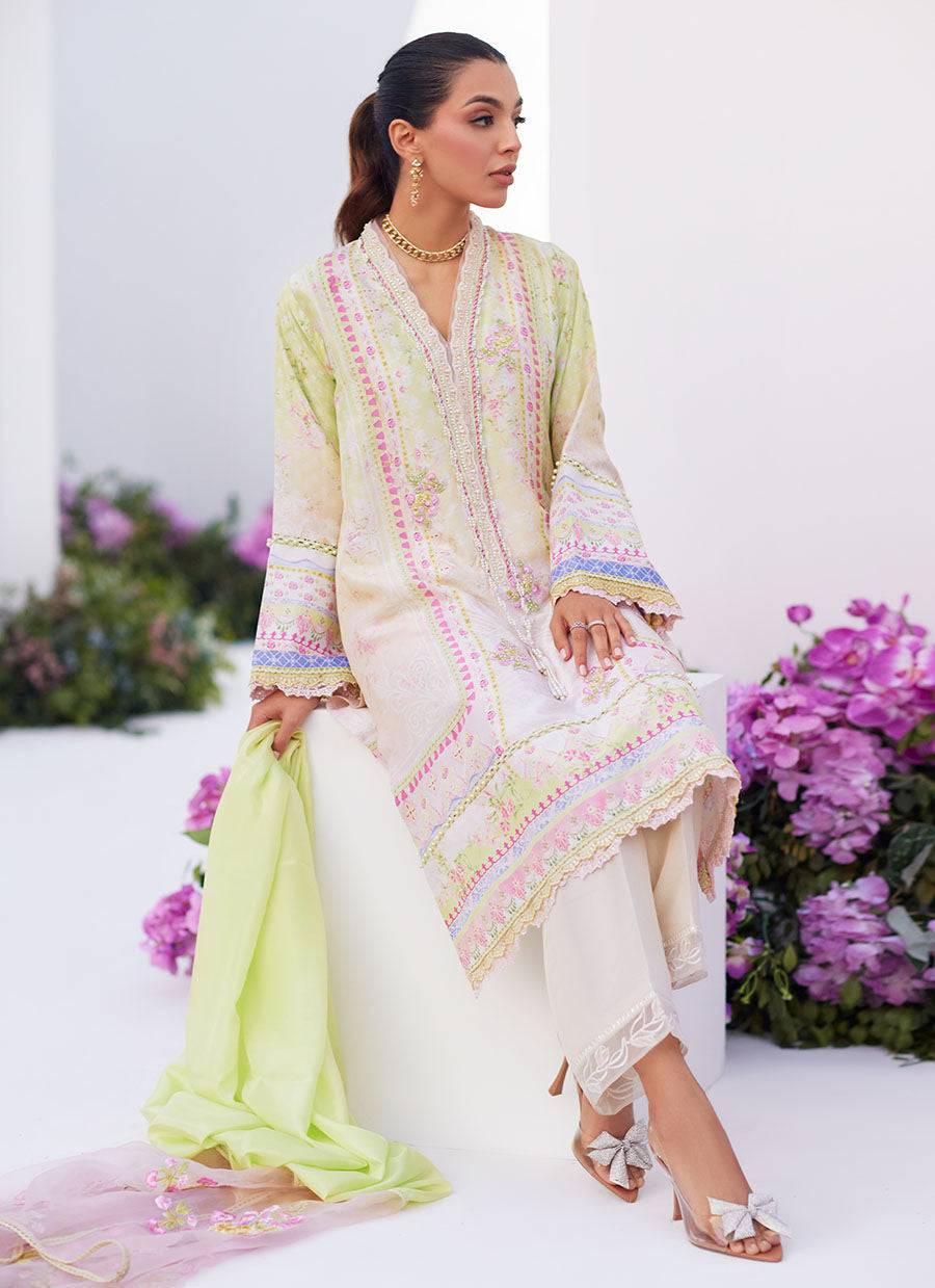 Farah Talib Aziz | Zaza Prints 24 | PEAR OMBRE SHIRT AND DUPATTA - Pakistani Designer Dress - by Farah Talib Aziz | Type: Luxury - 100% Original at Saira Sultan