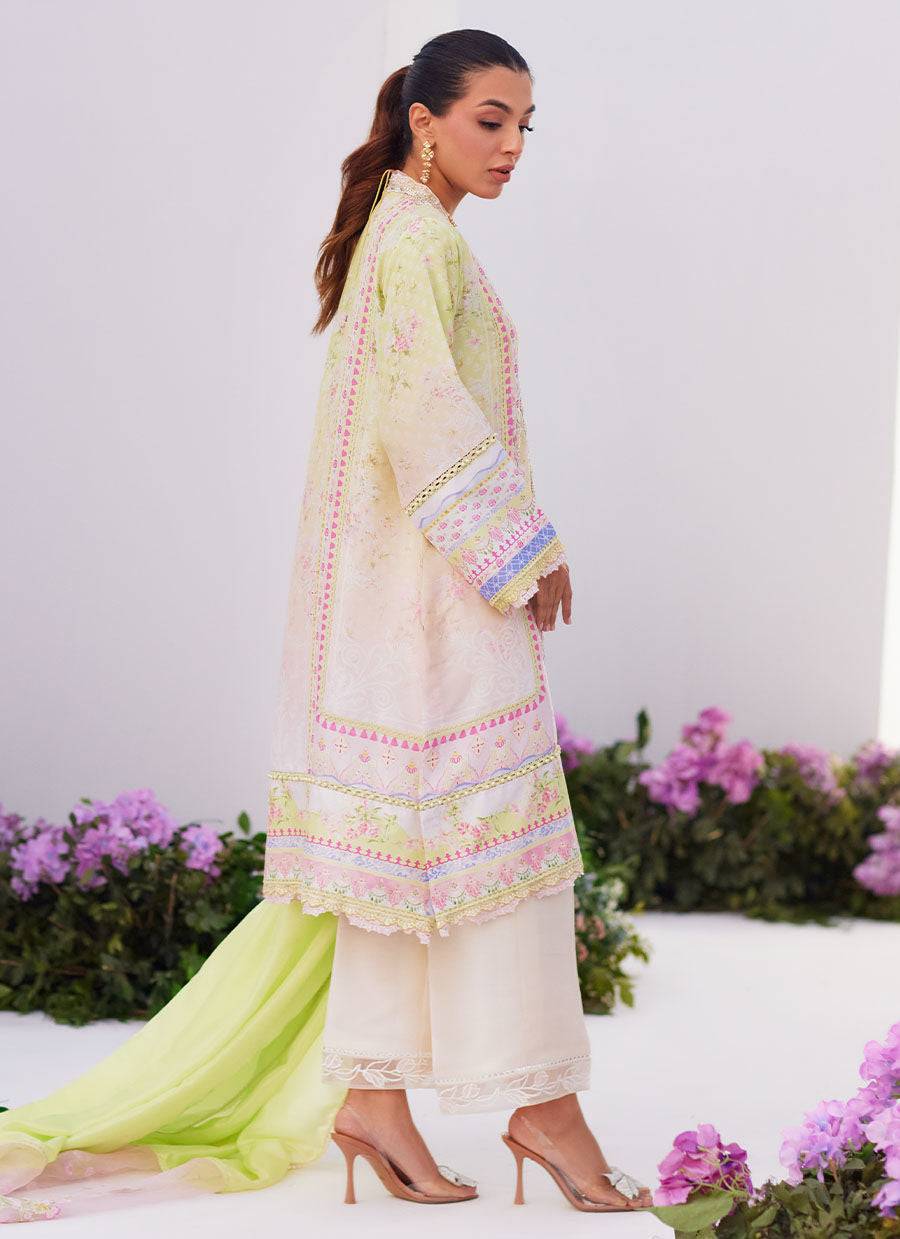 Farah Talib Aziz | Zaza Prints 24 | PEAR OMBRE SHIRT AND DUPATTA - Pakistani Designer Dress - by Farah Talib Aziz | Type: Luxury - 100% Original at Saira Sultan