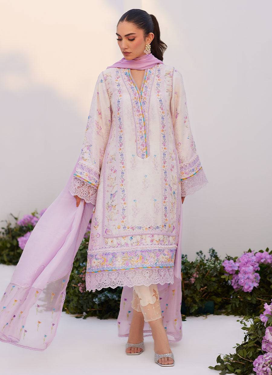 Farah Talib Aziz | Zaza Prints 24 | HEATHER LAVENDER SHIRT AND DUPATTA - Pakistani Designer Dress - by Farah Talib Aziz | Type: Luxury - 100% Original at Saira Sultan