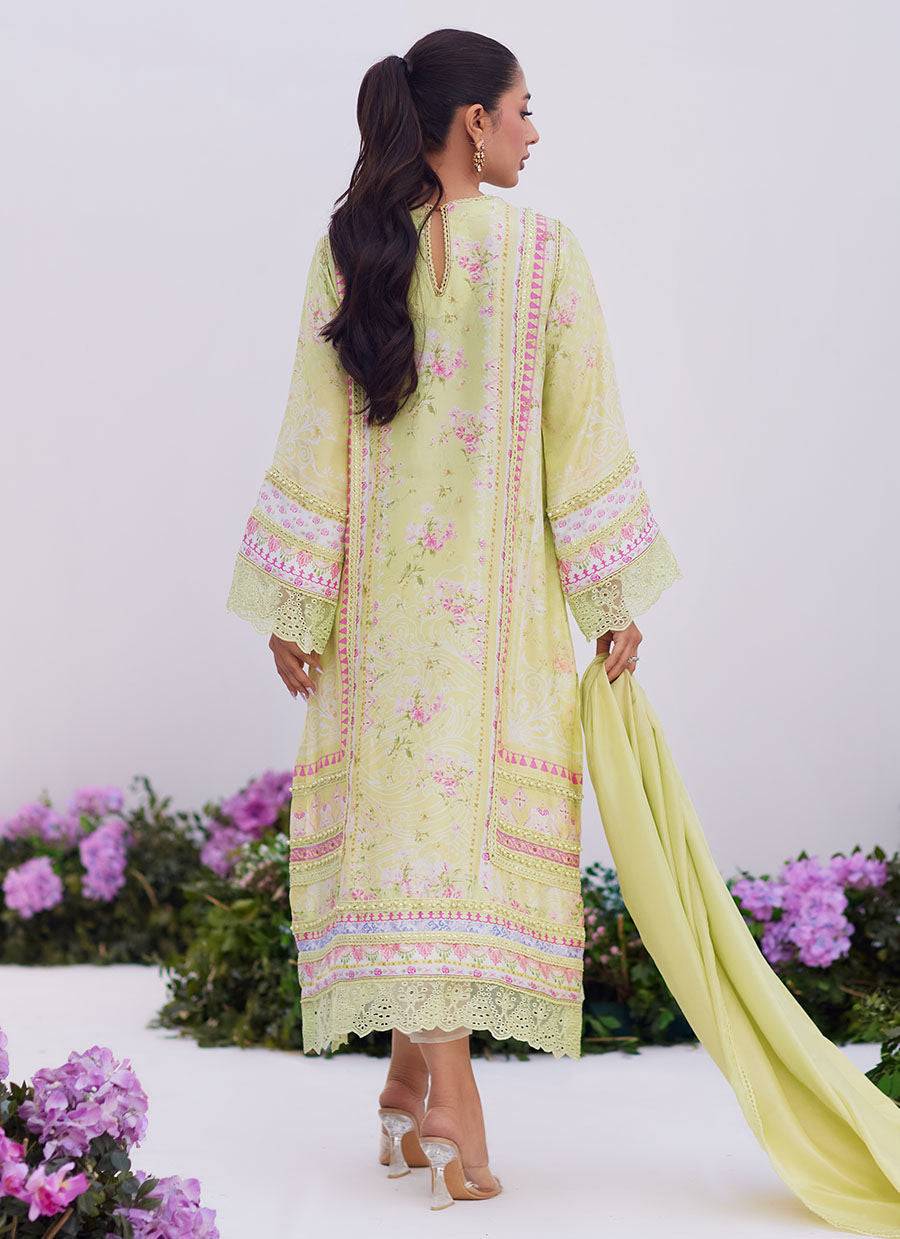 Farah Talib Aziz | Zaza Prints 24 | KELLY LIME SHIRT AND DUPATTA - Pakistani Designer Dress - by Farah Talib Aziz | Type: Luxury - 100% Original at Saira Sultan