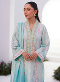 Farah Talib Aziz | Zaza Prints 24 | CYAN OMBRE SHIRT AND DUPATTA - Pakistani Designer Dress - by Farah Talib Aziz | Type: Luxury - 100% Original at Saira Sultan
