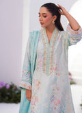 Farah Talib Aziz | Zaza Prints 24 | CYAN OMBRE SHIRT AND DUPATTA - Pakistani Designer Dress - by Farah Talib Aziz | Type: Luxury - 100% Original at Saira Sultan