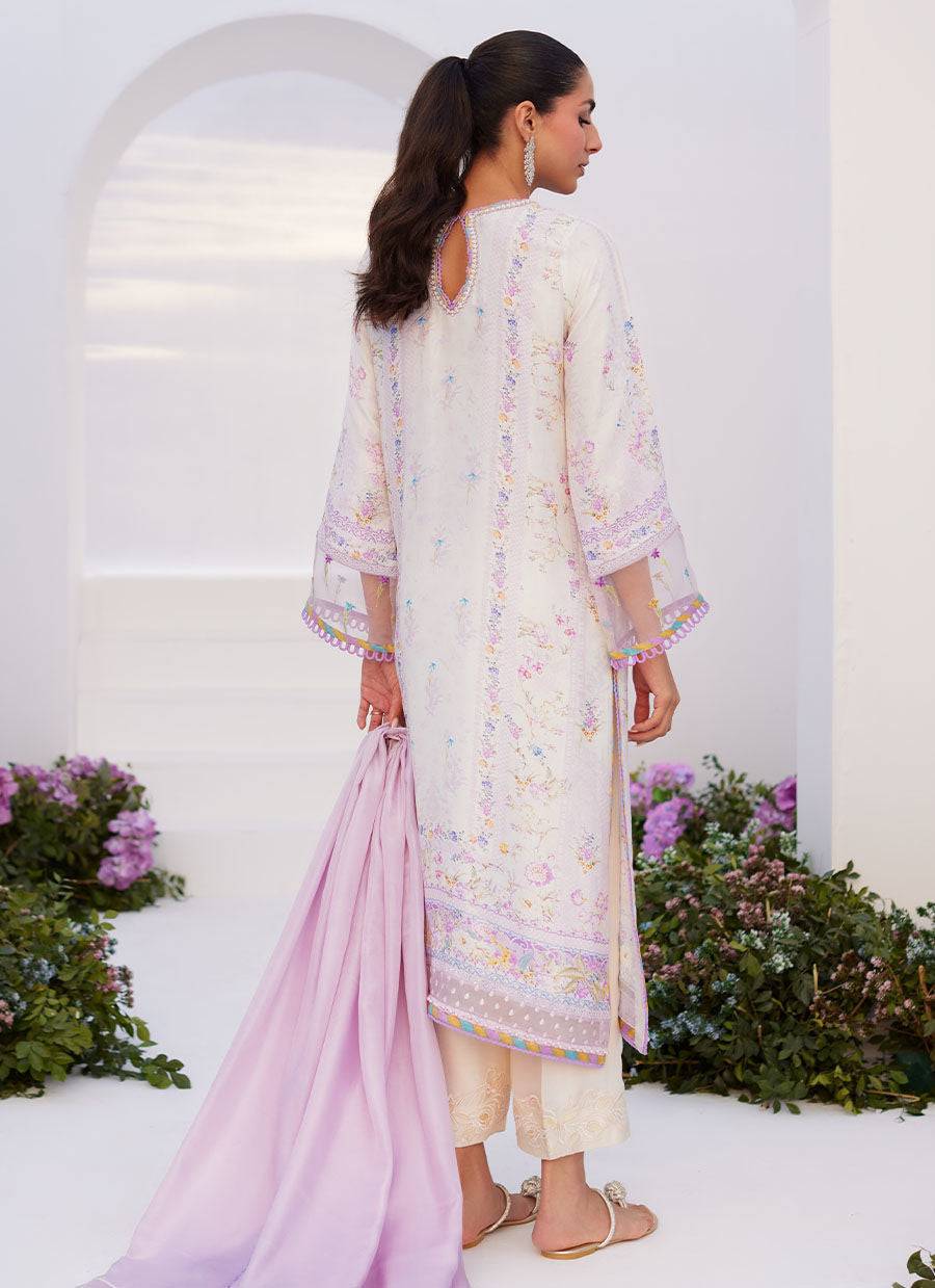 Farah Talib Aziz | Zaza Prints 24 | THISTLE LILAC SHIRT AND DUPATTA - Pakistani Designer Dress - by Farah Talib Aziz | Type: Luxury - 100% Original at Saira Sultan