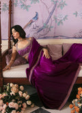 Farah Talib Aziz | Mayna Festive Luxe | AIGUL AUBERGINE SAREE - Pakistani Designer Dress - by Farah Talib Aziz | Type: Bridal - 100% Original at Saira Sultan