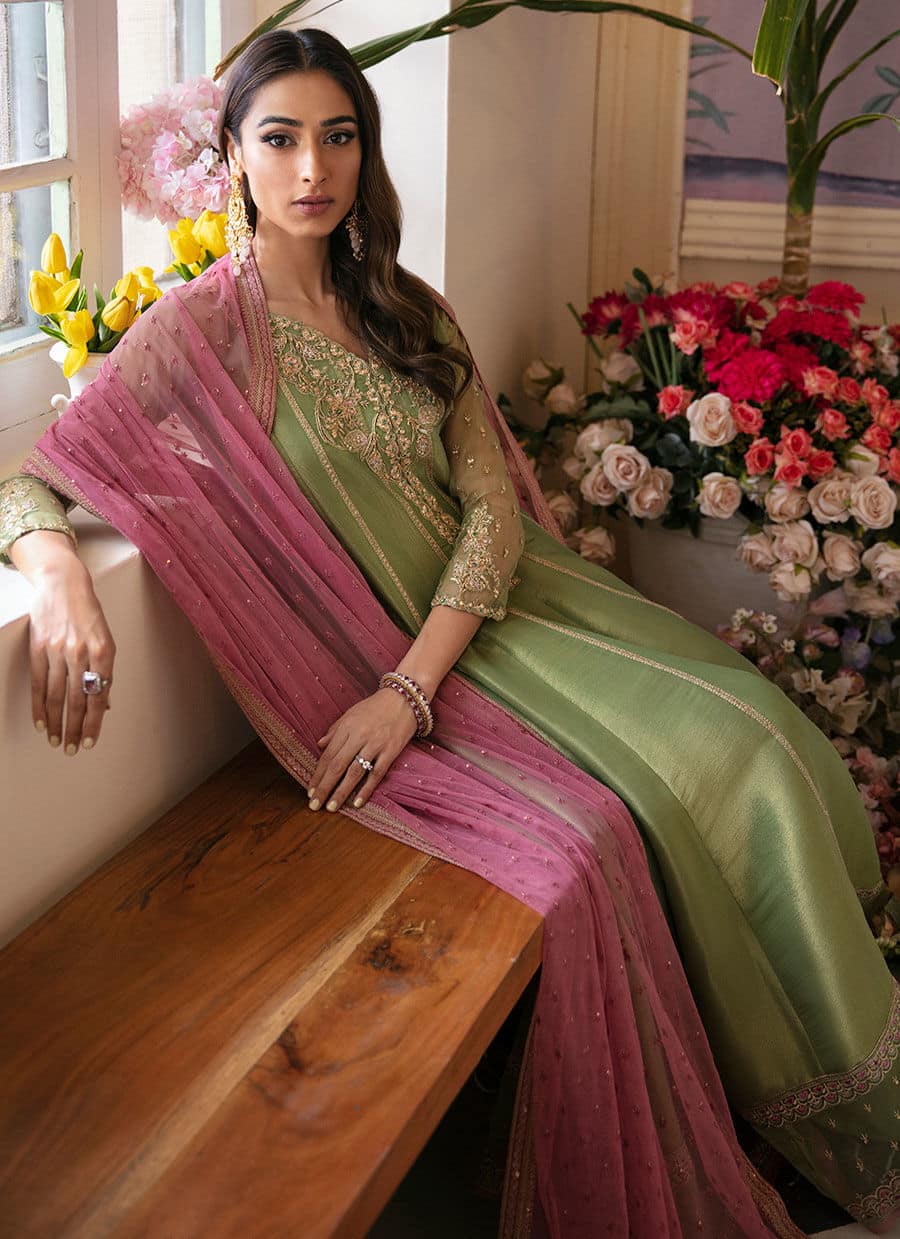 Farah Talib Aziz | Mayna Festive Luxe | ANISA APPLE GREEN - Pakistani Designer Dress - by Farah Talib Aziz | Type: Bridal - 100% Original at Saira Sultan