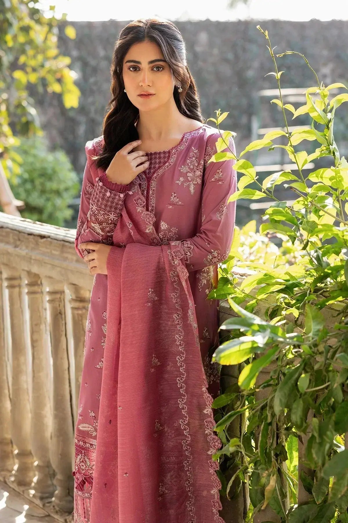 Farasha | Bahaar Embroidered Lawn | Rose Garland - Pakistani Designer Dress - by Farasha | Type: Luxury - 100% Original at Saira Sultan