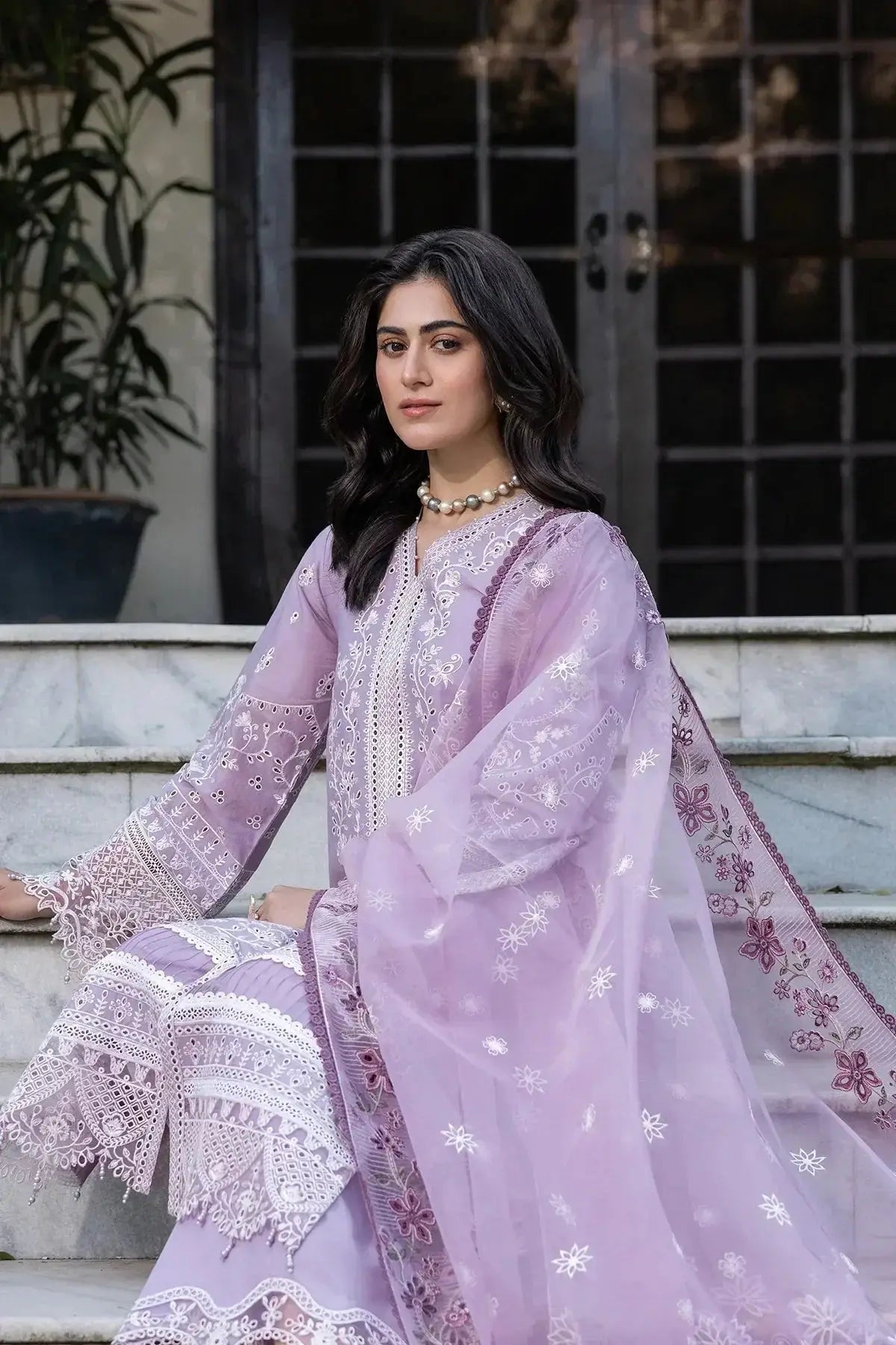 Farasha | Bahaar Embroidered Lawn | Lilac Florine - Pakistani Designer Dress - by Farasha | Type: Luxury - 100% Original at Saira Sultan