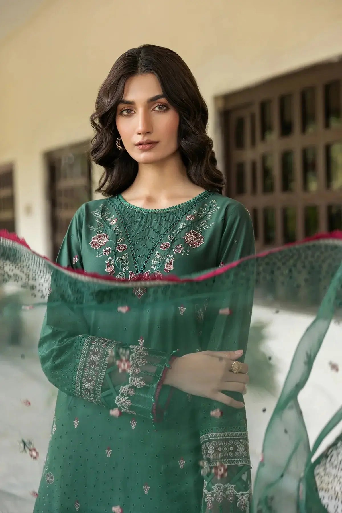 Farasha | Bahaar Embroidered Lawn | Azure Grace - Pakistani Designer Dress - by Farasha | Type: Luxury - 100% Original at Saira Sultan