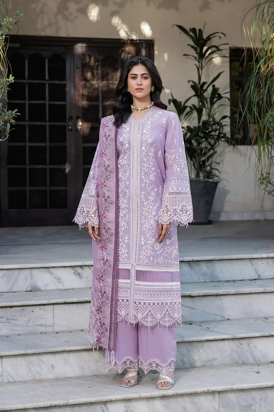 Farasha | Bahaar Embroidered Lawn | Lilac Florine -  Farasha Luxury -  Saira Sultan