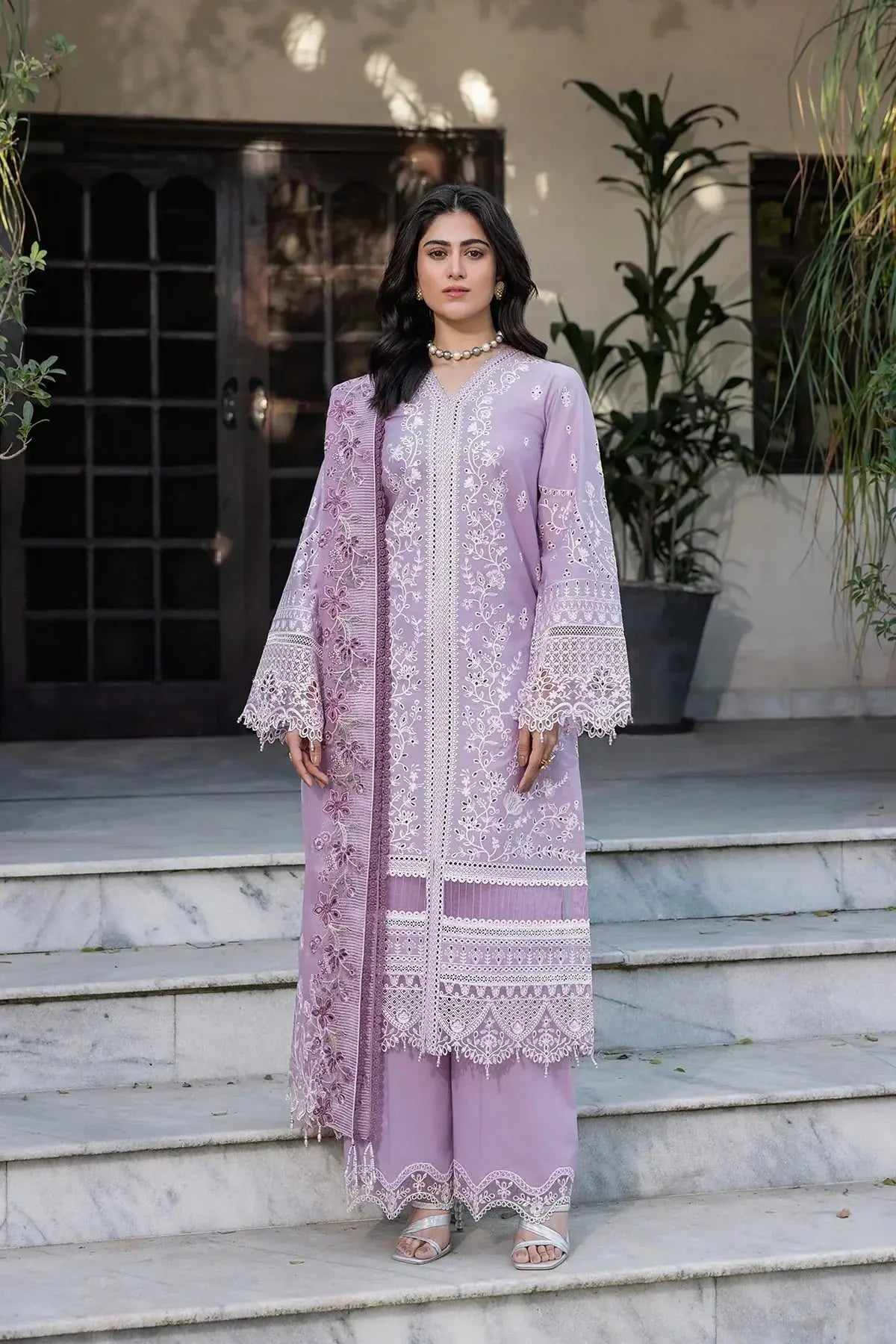 Farasha | Bahaar Embroidered Lawn | Lilac Florine - Pakistani Designer Dress - by Farasha | Type: Luxury - 100% Original at Saira Sultan