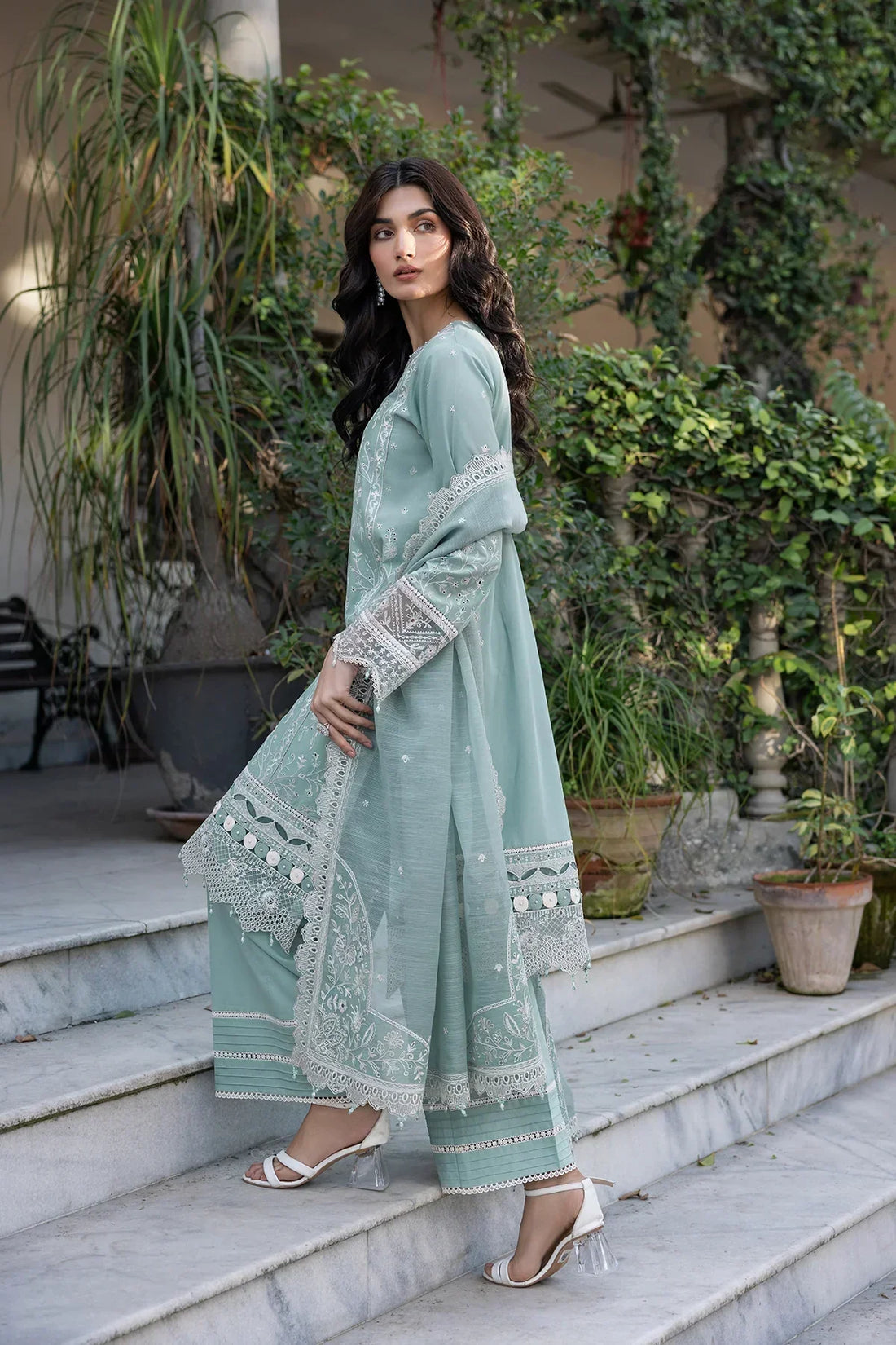 Farasha | Bahaar Embroidered Lawn | Aqua Pearl -  Farasha Luxury -  Saira Sultan