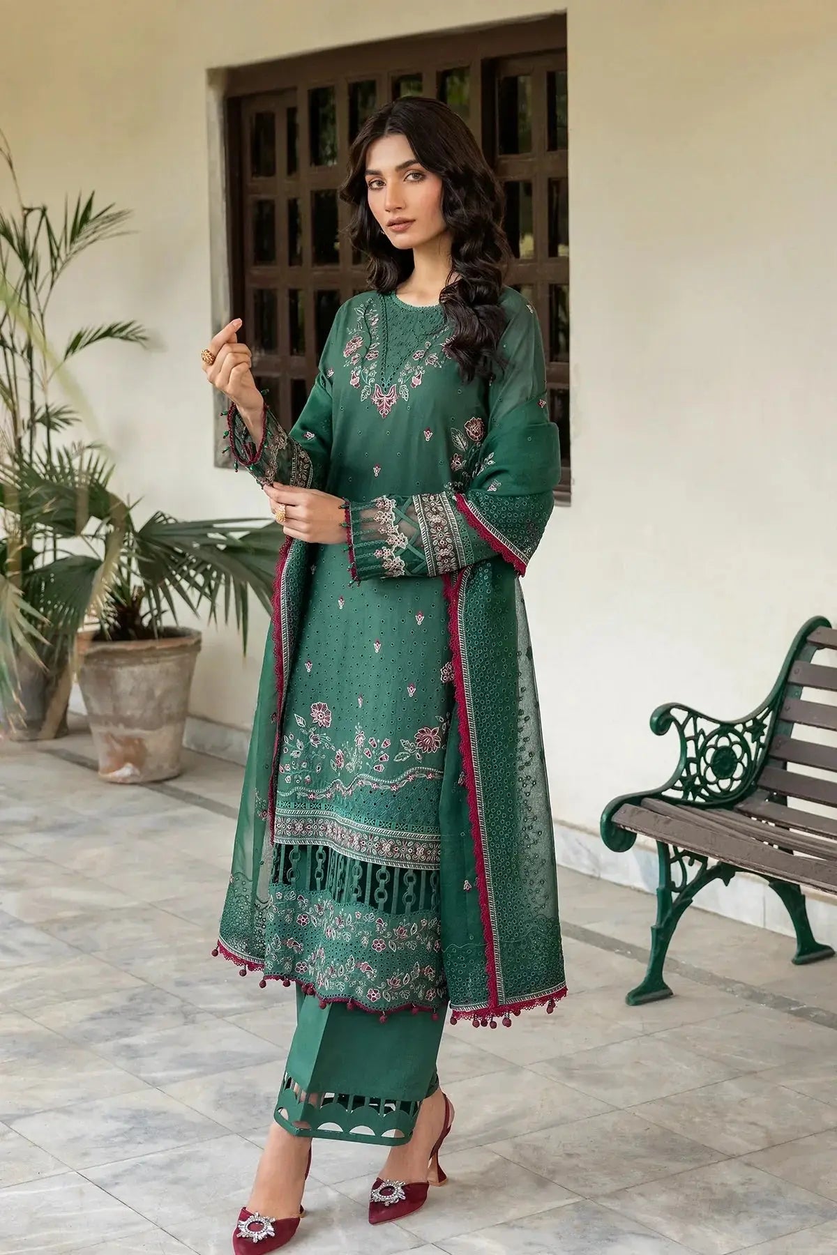 Farasha | Bahaar Embroidered Lawn | Azure Grace - Pakistani Designer Dress - by Farasha | Type: Luxury - 100% Original at Saira Sultan