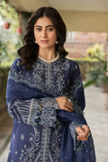 Farasha | Bahaar Embroidered Lawn | Blue Ochre - Pakistani Designer Dress - by Farasha | Type: Luxury - 100% Original at Saira Sultan