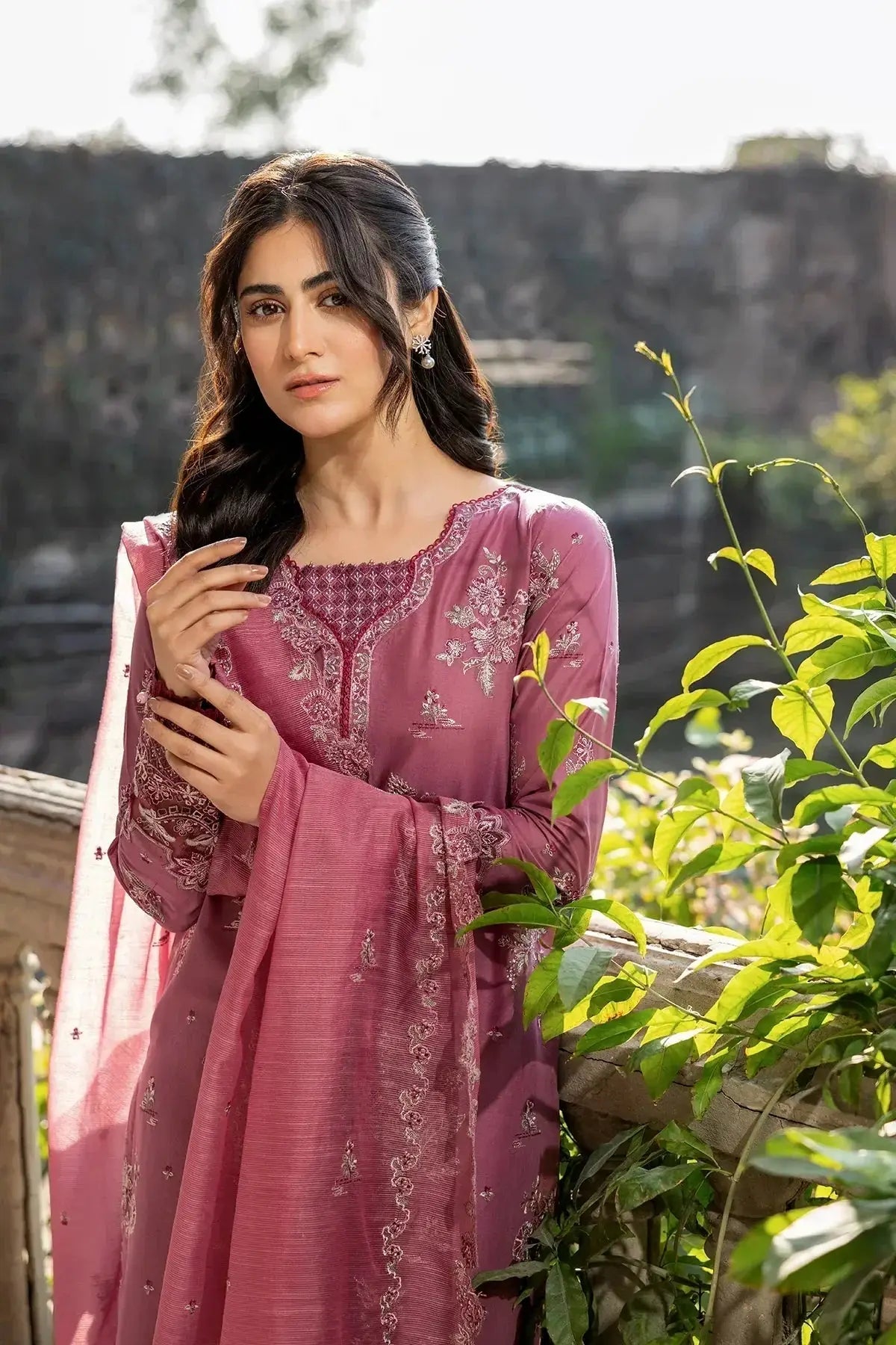 Farasha | Bahaar Embroidered Lawn | Rose Garland - Pakistani Designer Dress - by Farasha | Type: Luxury - 100% Original at Saira Sultan
