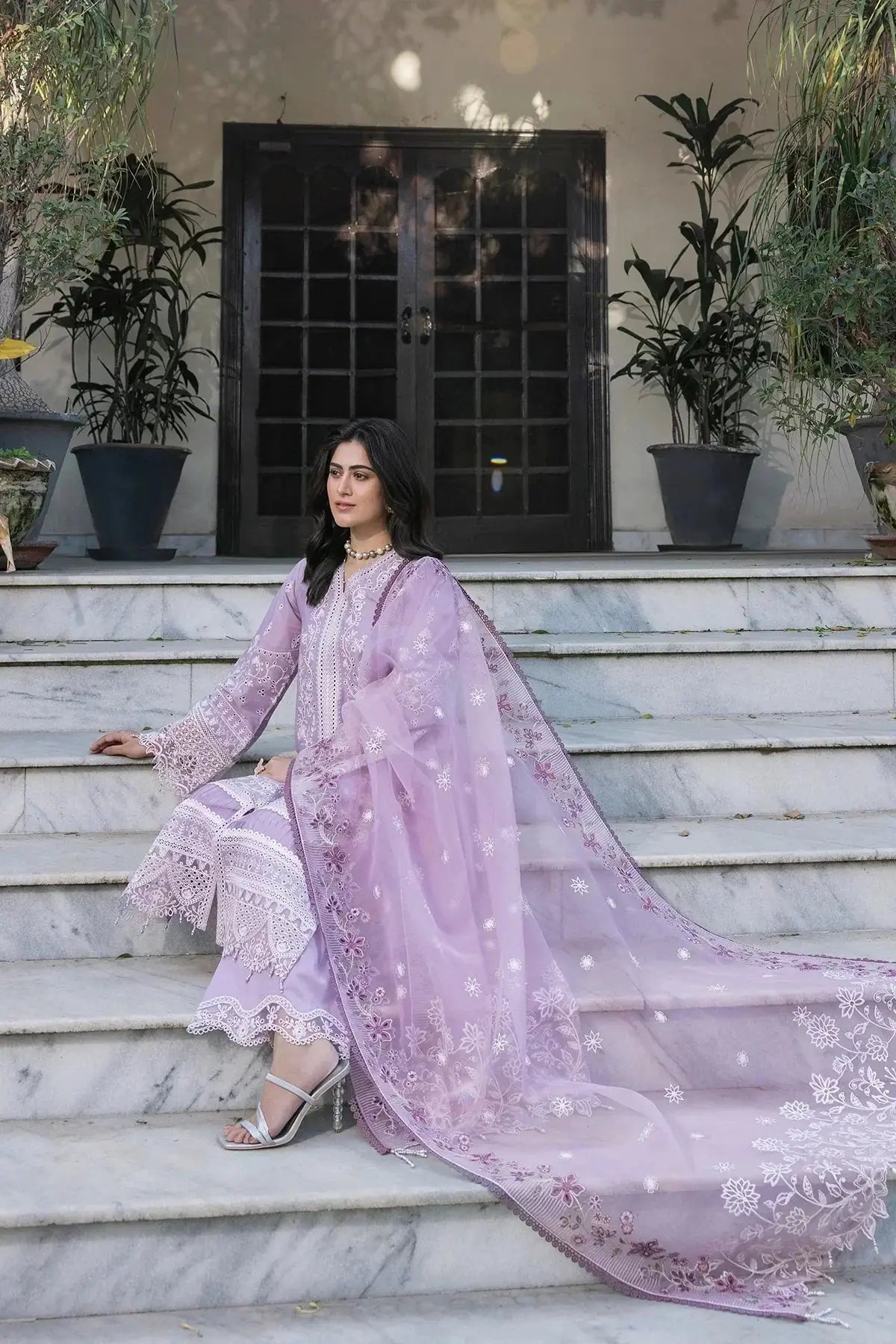 Farasha | Bahaar Embroidered Lawn | Lilac Florine - Pakistani Designer Dress - by Farasha | Type: Luxury - 100% Original at Saira Sultan