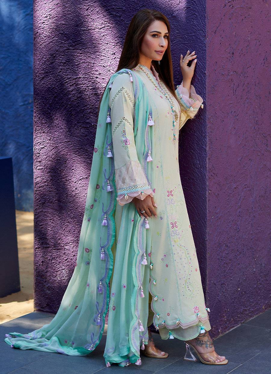 Farah Talib Aziz | Suay Lawn 24 | VAIA YELLOW - Pakistani Designer Dress - by Farah Talib Aziz | Type: Luxury - 100% Original at Saira Sultan