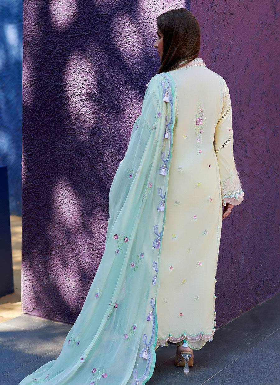 Farah Talib Aziz | Suay Lawn 24 | VAIA YELLOW - Pakistani Designer Dress - by Farah Talib Aziz | Type: Luxury - 100% Original at Saira Sultan