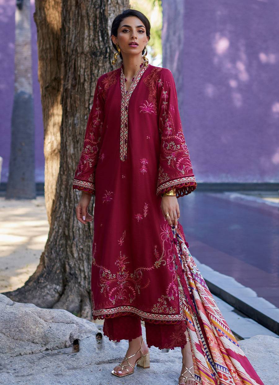 Farah Talib Aziz | Suay Lawn 24 | ENZO RED - Pakistani Designer Dress - by Farah Talib Aziz | Type: Luxury - 100% Original at Saira Sultan