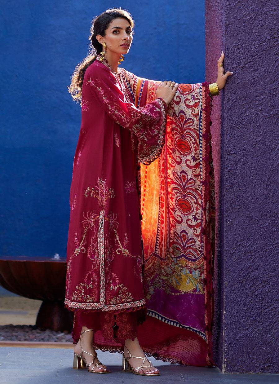 Farah Talib Aziz | Suay Lawn 24 | ENZO RED - Pakistani Designer Dress - by Farah Talib Aziz | Type: Luxury - 100% Original at Saira Sultan