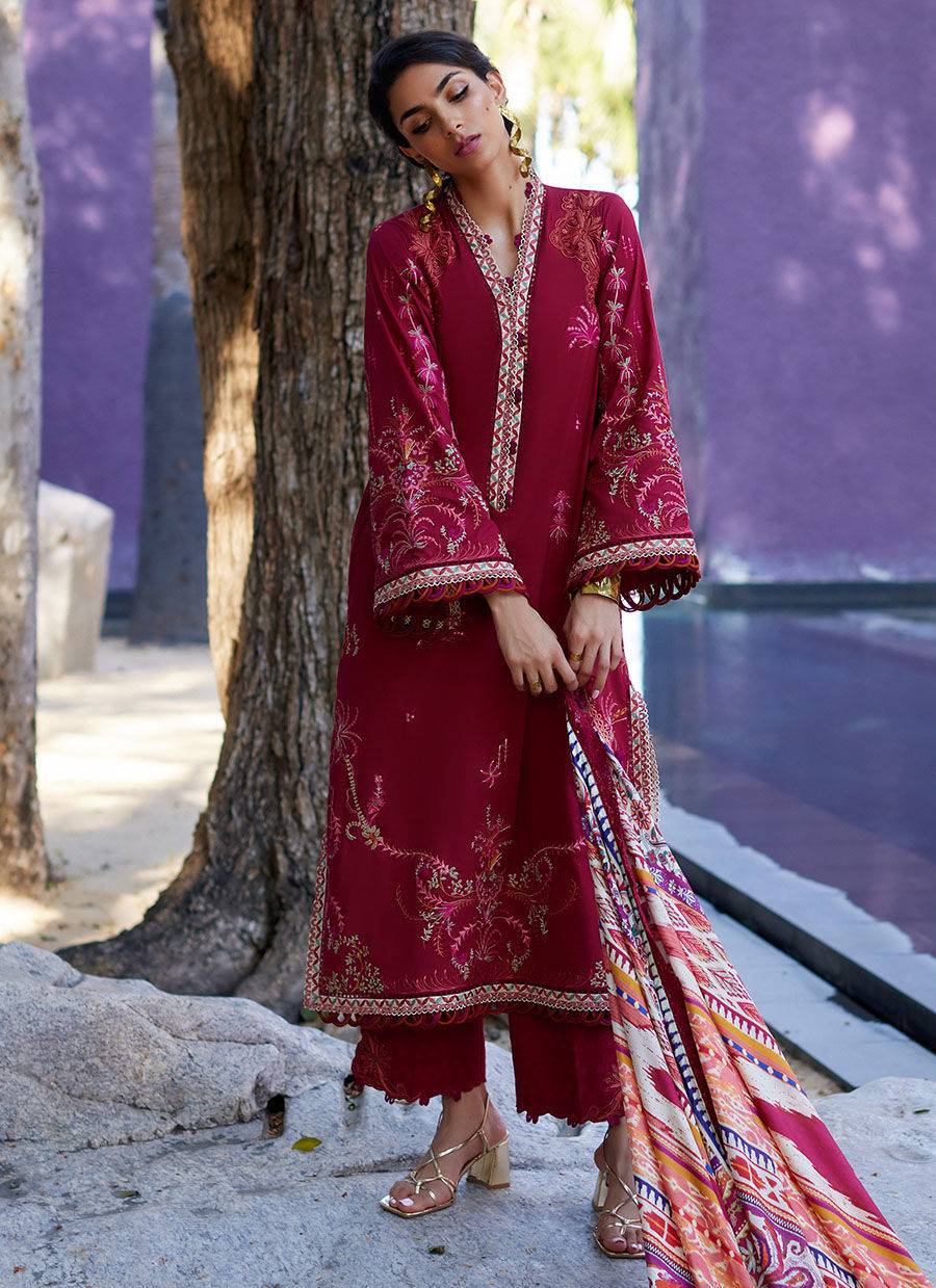 Farah Talib Aziz | Suay Lawn 24 | ENZO RED - Pakistani Designer Dress - by Farah Talib Aziz | Type: Luxury - 100% Original at Saira Sultan