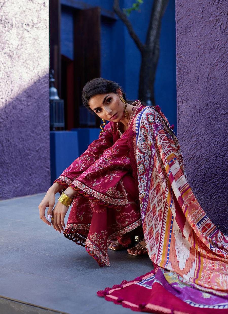 Farah Talib Aziz | Suay Lawn 24 | ENZO RED - Pakistani Designer Dress - by Farah Talib Aziz | Type: Luxury - 100% Original at Saira Sultan